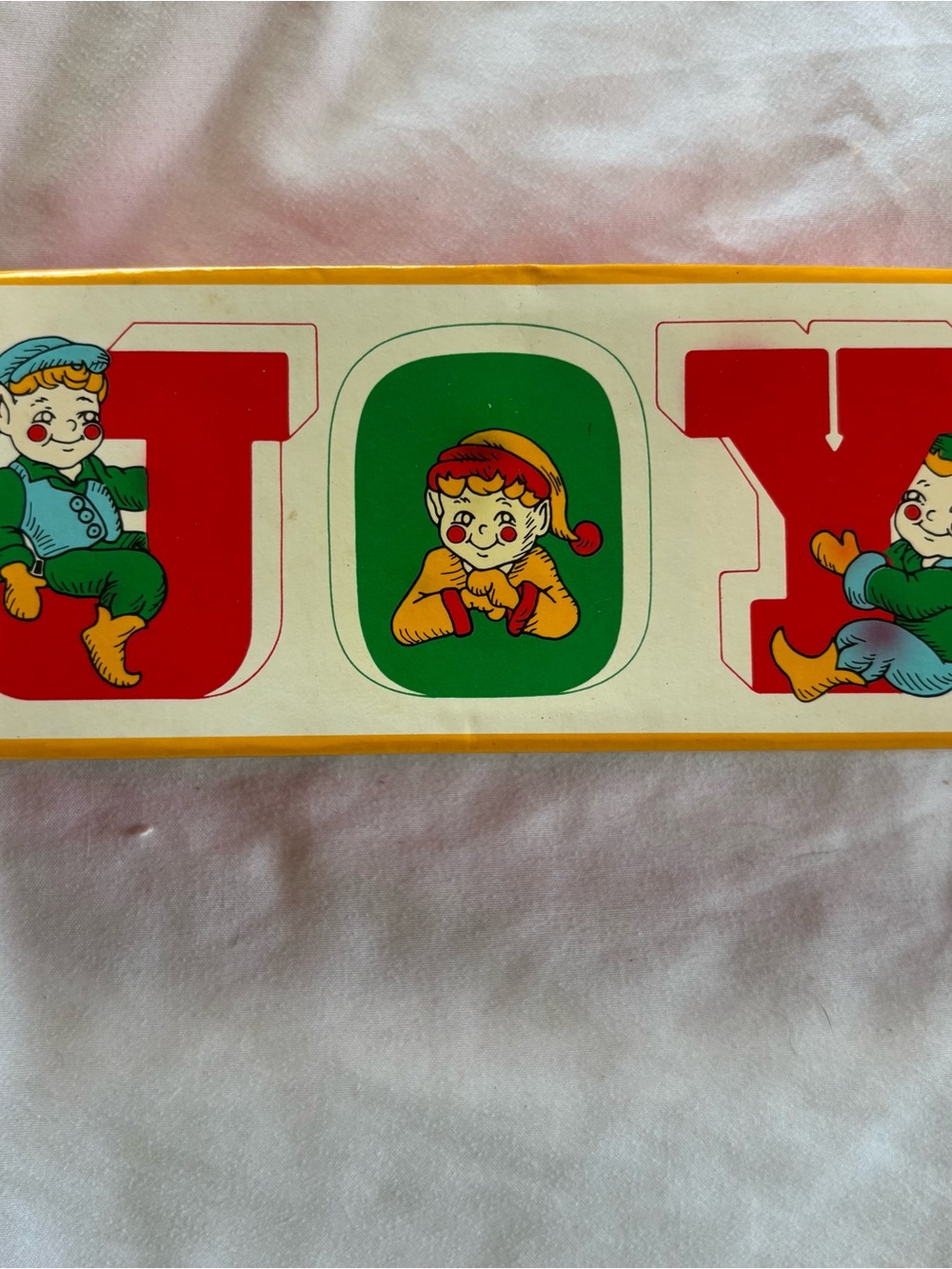 Vintage Avon Joyous Message Candles “JOY” Elves Red and Green